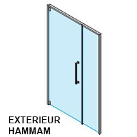 Porte FI ALU/INOX 1 Battant + Panneau vitrée 198x120 droite
