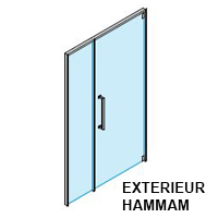 Porte FI ALU/INOX 1 Battant + Panneau vitrée 198x120 gauche