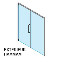 Porte FI ALU/INOX 1 Battant + Panneau vitrée 198x160 droite