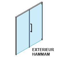 Porte FI ALU/INOX 1 Battant + Panneau vitrée 198x160 gauche