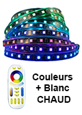 Ruban Leds IP65 spécifique hammam Couleur + Blanc chaud