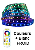 Ruban Leds IP65 spécifique hammam Couleur + Blanc froid